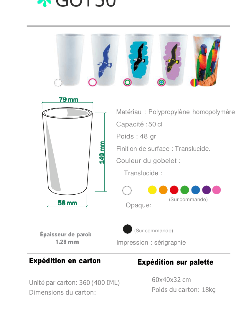 Gobelet 50cl — gobelet réutilisable