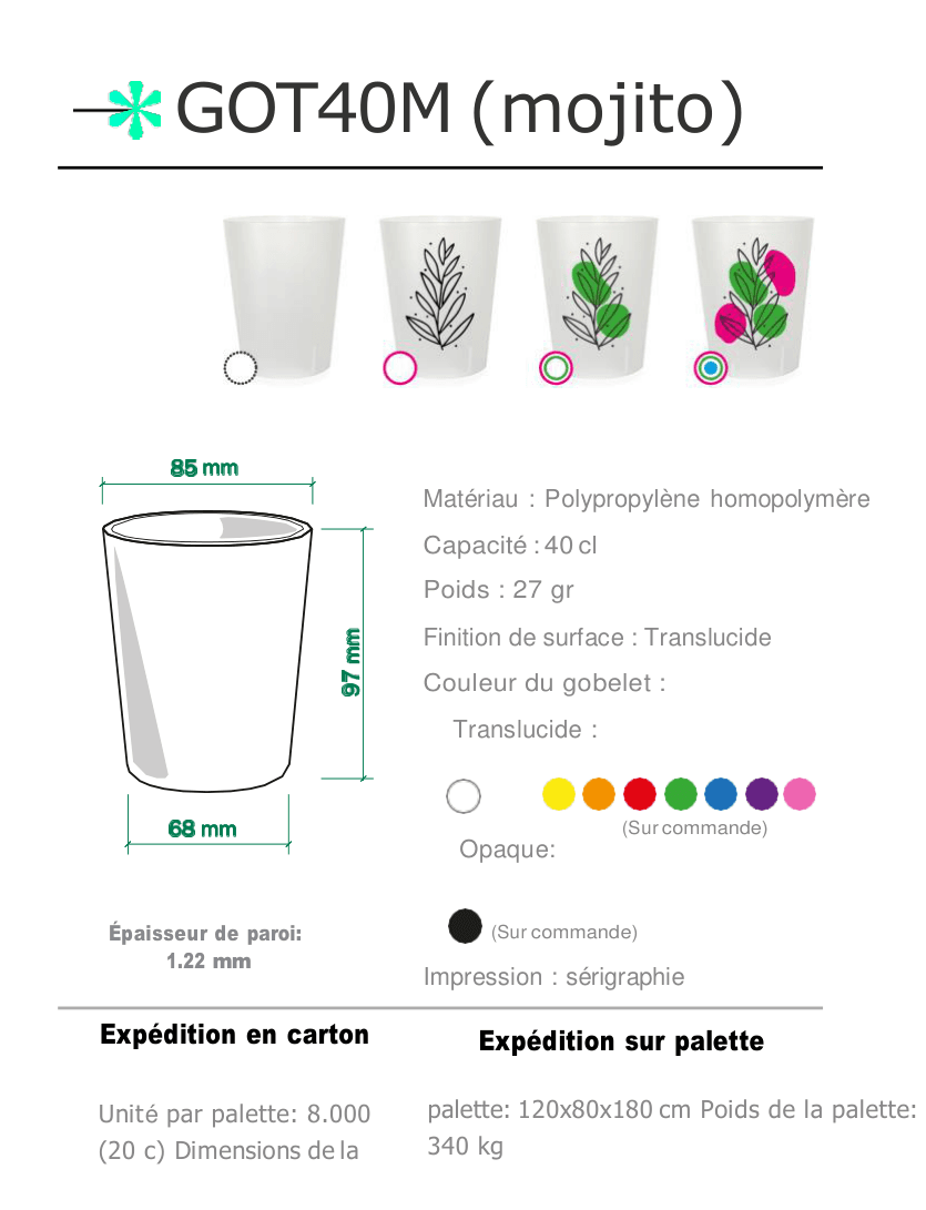 Mojito — gobelet réutilisable
