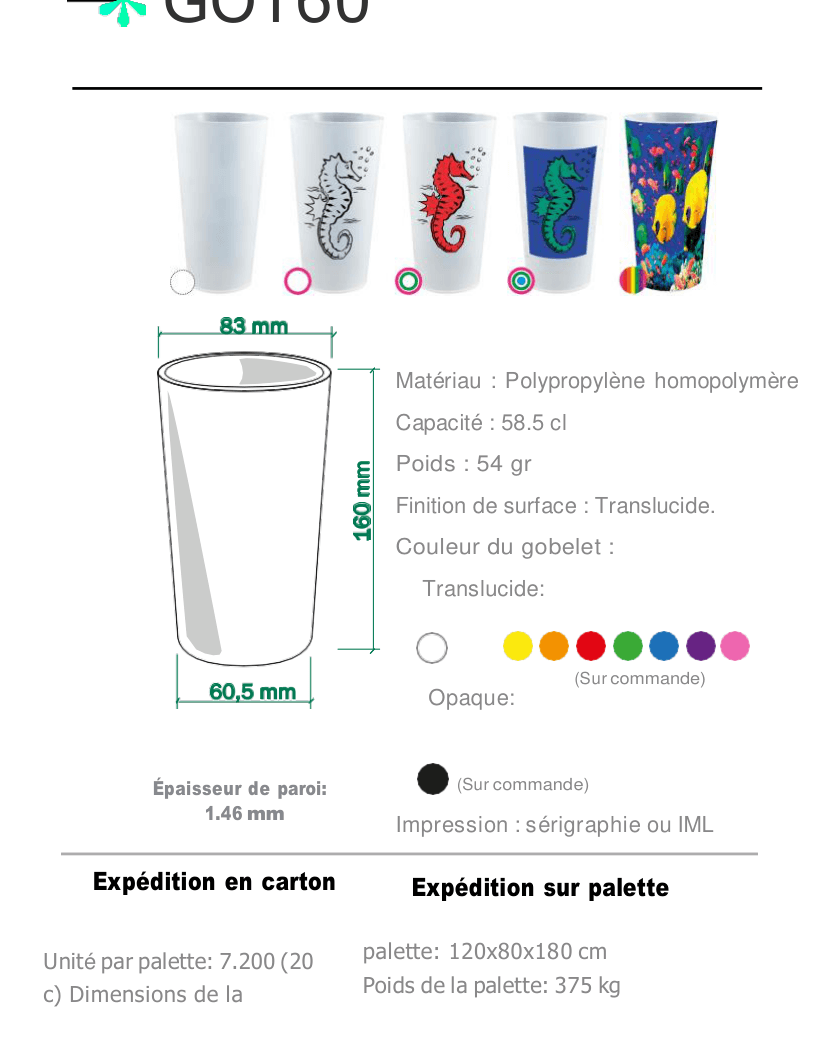 Gobelet 60cl — gobelet réutilisable